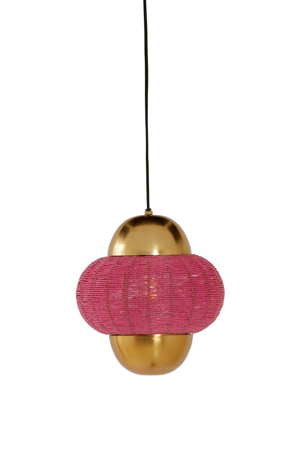 Hanging lamp 26x28 cm CETARA beads pink+bronze