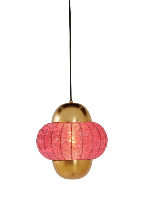 Hanging lamp 26x28 cm CETARA beads pink+bronze