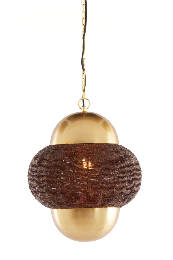 Hanging lamp 33x38 cm CETARA beads dark brown+bronze