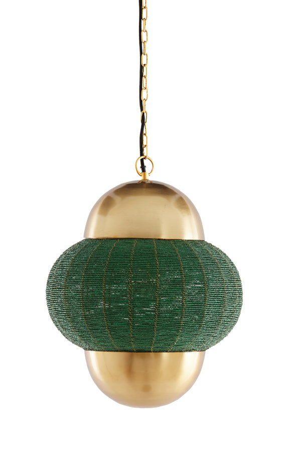 Hanging lamp 33x38 cm CETARA beads dark green+bronze