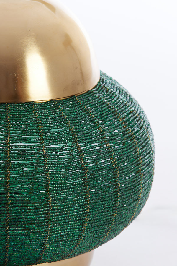 Hanging lamp 33x38 cm CETARA beads dark green+bronze