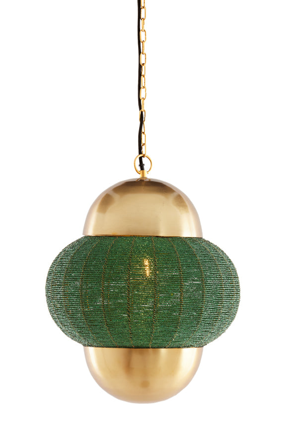 Hanging lamp 33x38 cm CETARA beads dark green+bronze