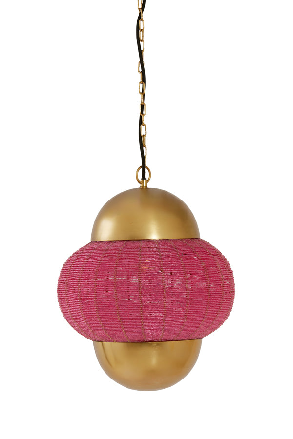 Hanging lamp 33x38 cm CETARA beads pink+bronze