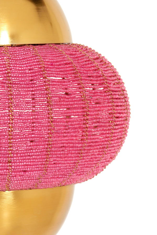 Hanging lamp 33x38 cm CETARA beads pink+bronze