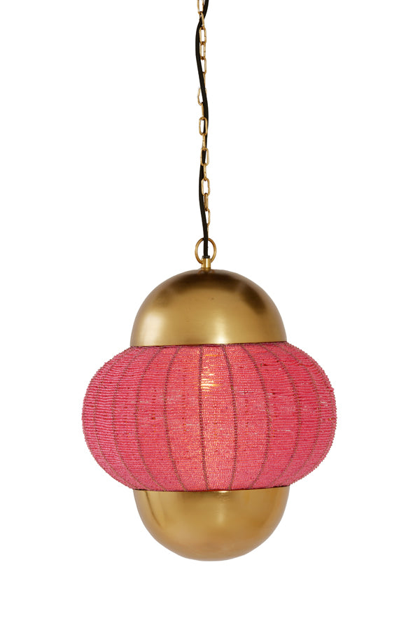 Hanging lamp 33x38 cm CETARA beads pink+bronze