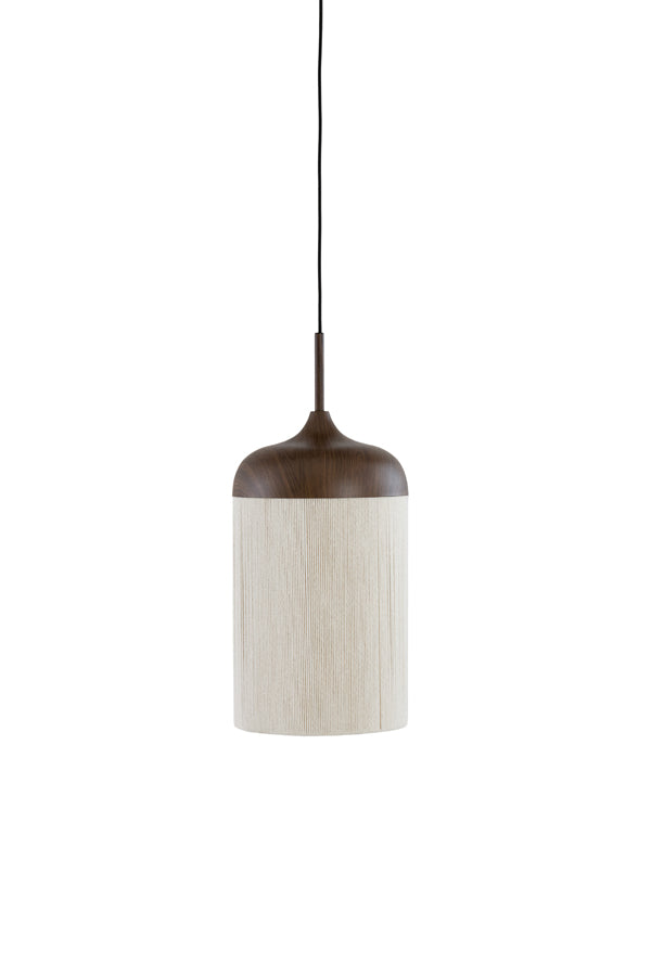 Hanging lamp 16x31 cm DANIA wood print d brown+rope cream