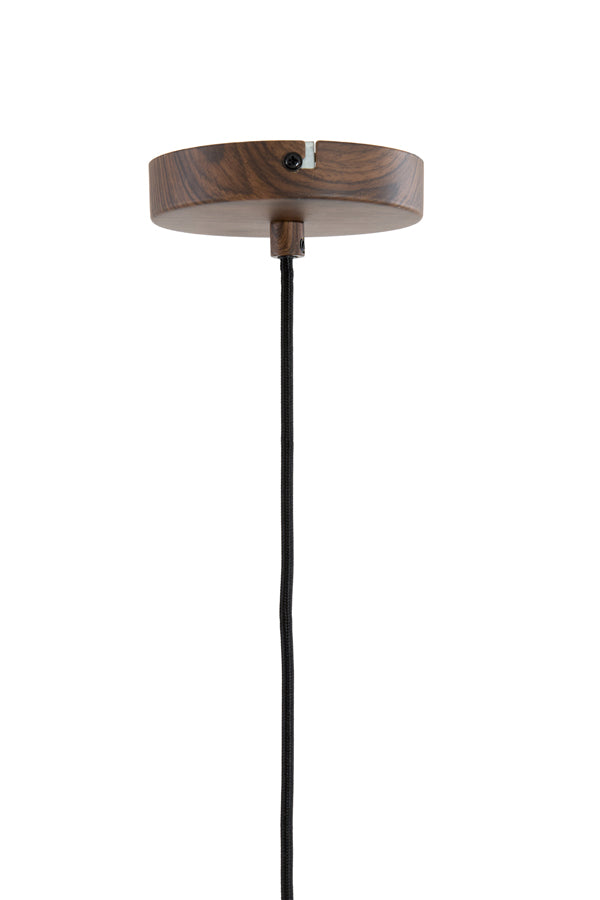 Hanging lamp 16x31 cm DANIA wood print d brown+rope cream