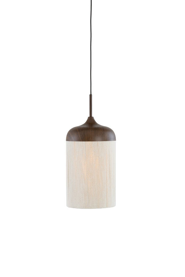 Hanging lamp 16x31 cm DANIA wood print d brown+rope cream