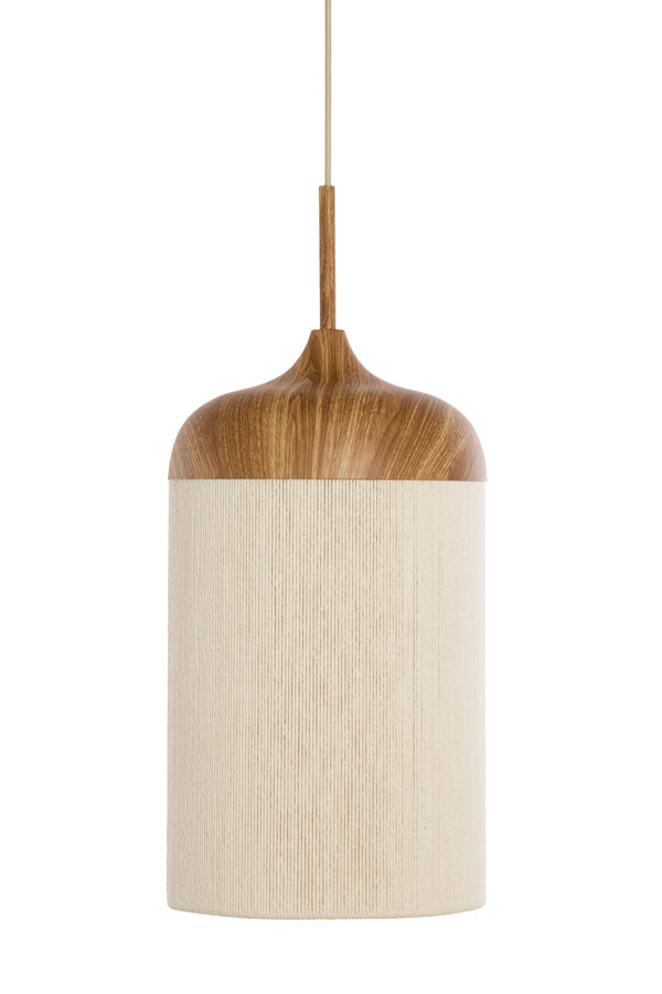 Hanging lamp 22x41,5 cm DANIA wood print natural+rope cream
