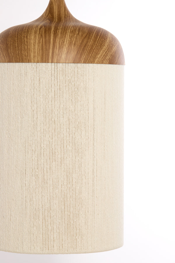 Hanging lamp 22x41,5 cm DANIA wood print natural+rope cream