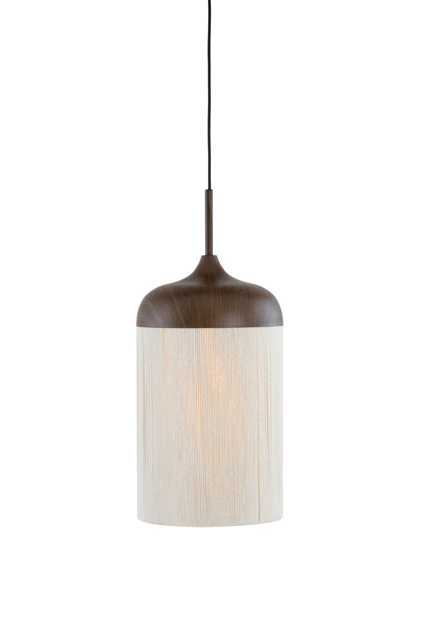 Hanging lamp 22x41,5 cm DANIA wood print d brown+rope cream