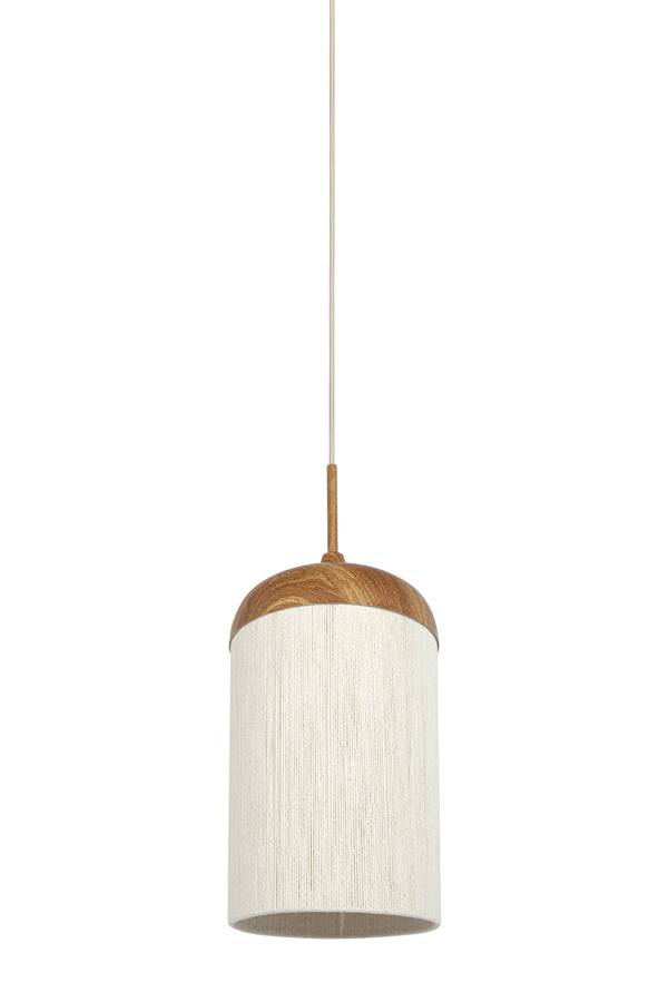 Hanging lamp 27,5x52 cm DANIA wood print natural+rope cream