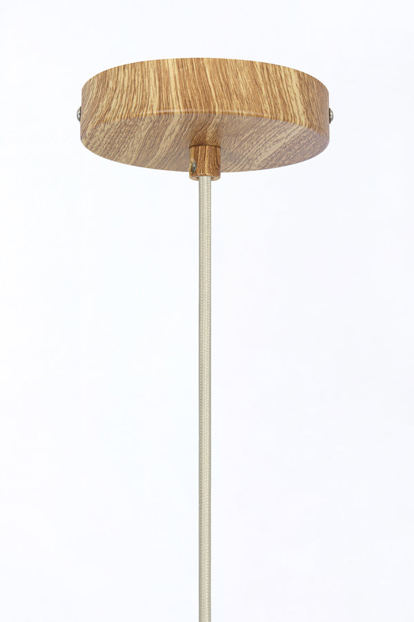 Hanging lamp 27,5x52 cm DANIA wood print natural+rope cream