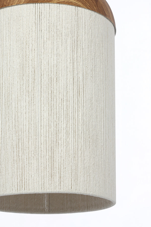 Hanging lamp 27,5x52 cm DANIA wood print natural+rope cream