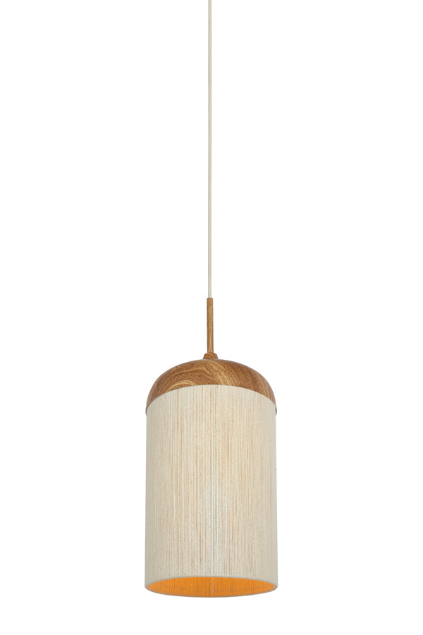 Hanging lamp 27,5x52 cm DANIA wood print natural+rope cream