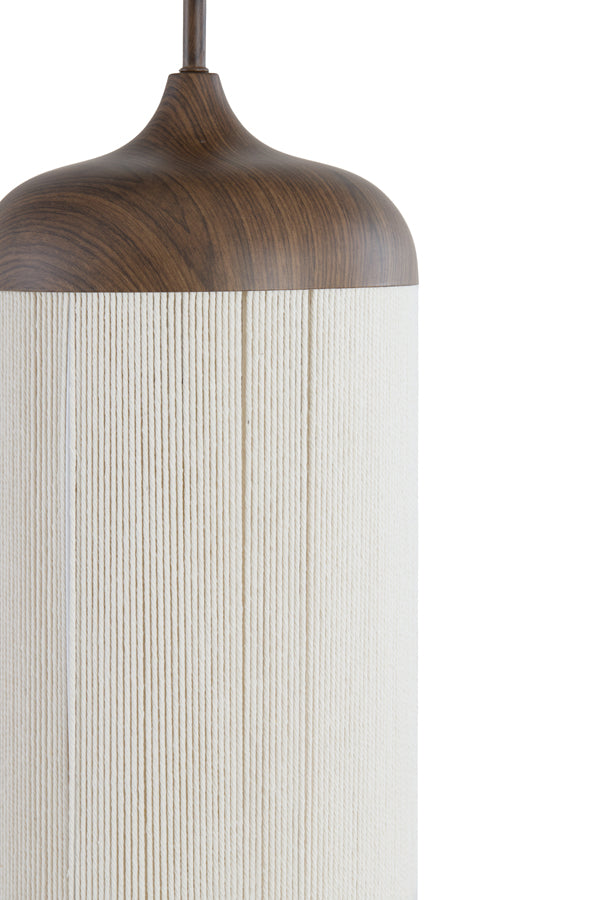 Hanging lamp 27,5x52 cm DANIA wood print d brown+rope cream