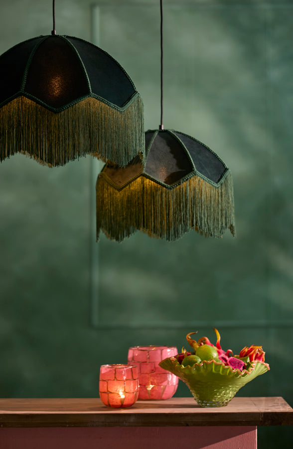 Hanging lamp 40x33 cm MALACIA velvet green