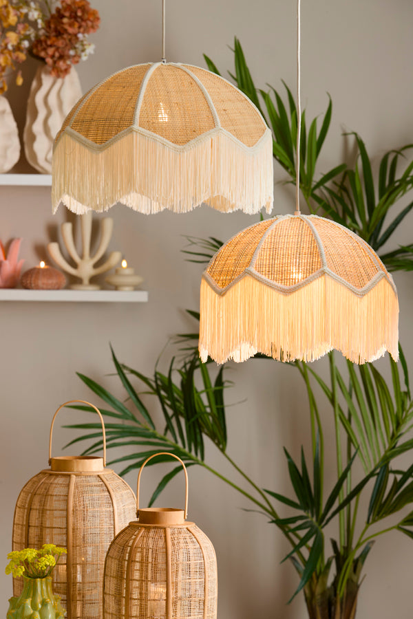 Hanging lamp 40x33 cm MALACIA raffia natural+cream