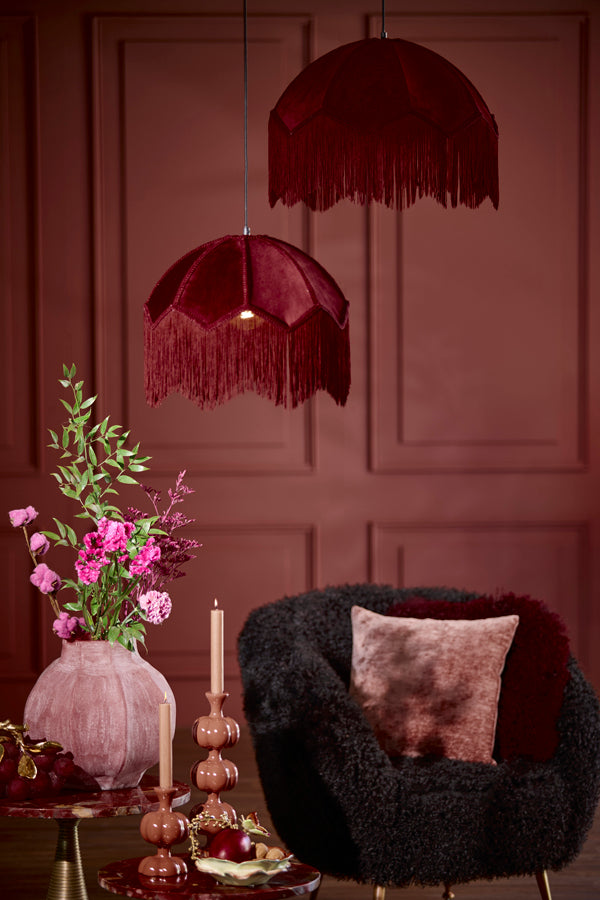 Hanging lamp 50x38 cm MALACIA velvet burgundy