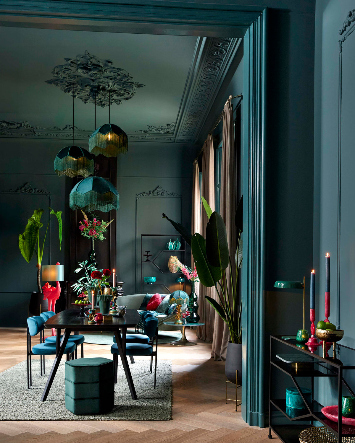 Hanging lamp 50x38 cm MALACIA velvet green