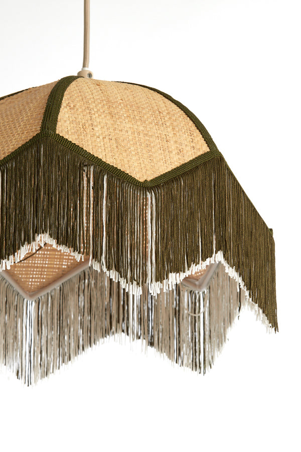 Hanging lamp 35x28 cm SULINA raffia natural+green