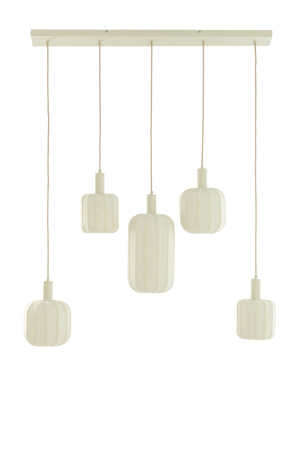 Hanging lamp 5L 105x19,5x123 cm TUFIA linen cream
