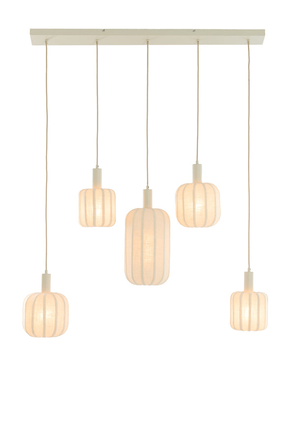 Hanging lamp 5L 105x19,5x123 cm TUFIA linen cream