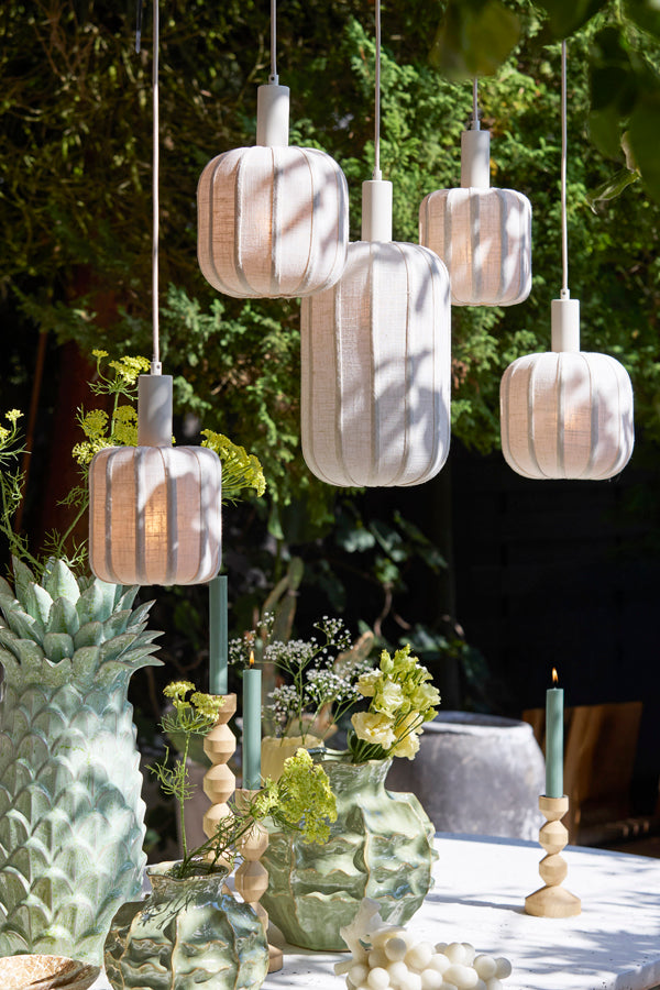 Hanging lamp 5L 105x19,5x123 cm TUFIA linen cream