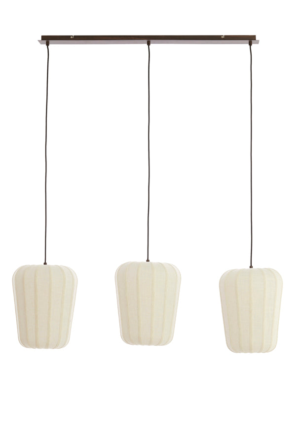 Hanging lamp 3L 103x30x143 cm BIBURY wood prt d brwn+white