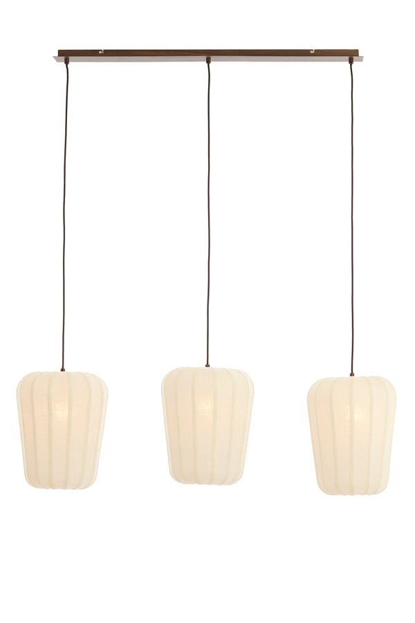 Hanging lamp 3L 103x30x143 cm BIBURY wood prt d brwn+white