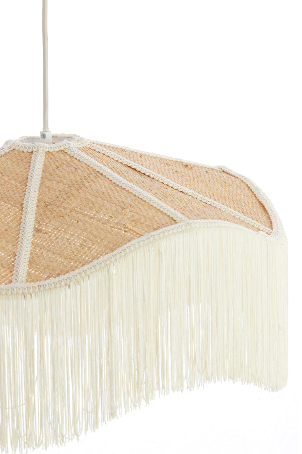 Hanging lamp 40x26 cm TIFFANY raffia natural+cream