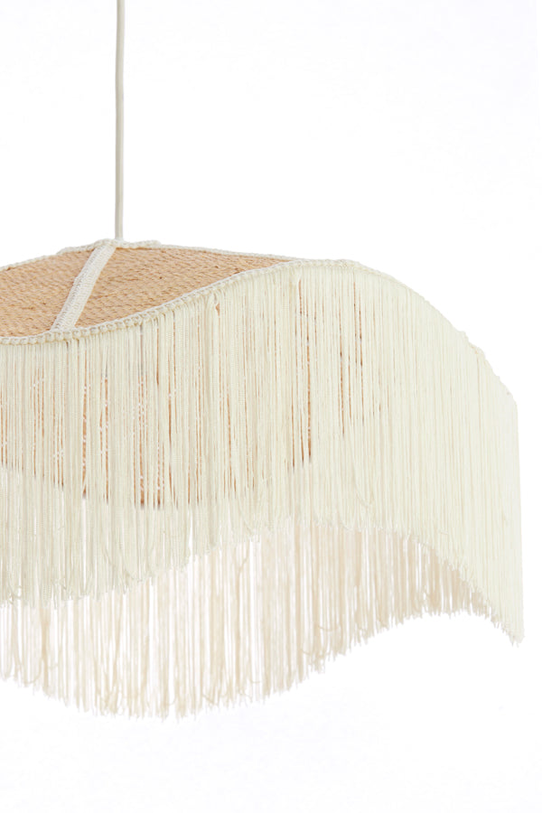 Hanging lamp 40x26 cm TIFFANY raffia natural+cream