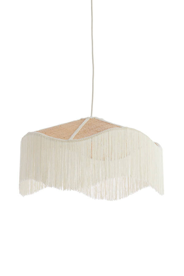 Hanging lamp 50x28 cm TIFFANY raffia natural+cream