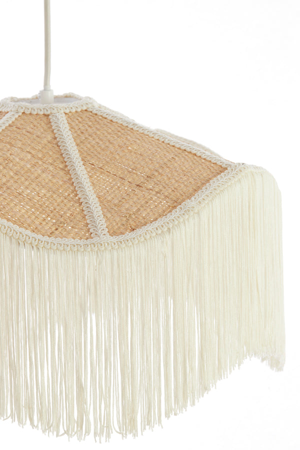 Hanging lamp 50x28 cm TIFFANY raffia natural+cream