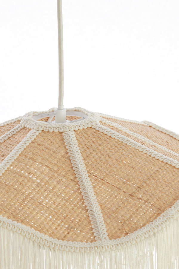 Hanging lamp 50x28 cm TIFFANY raffia natural+cream