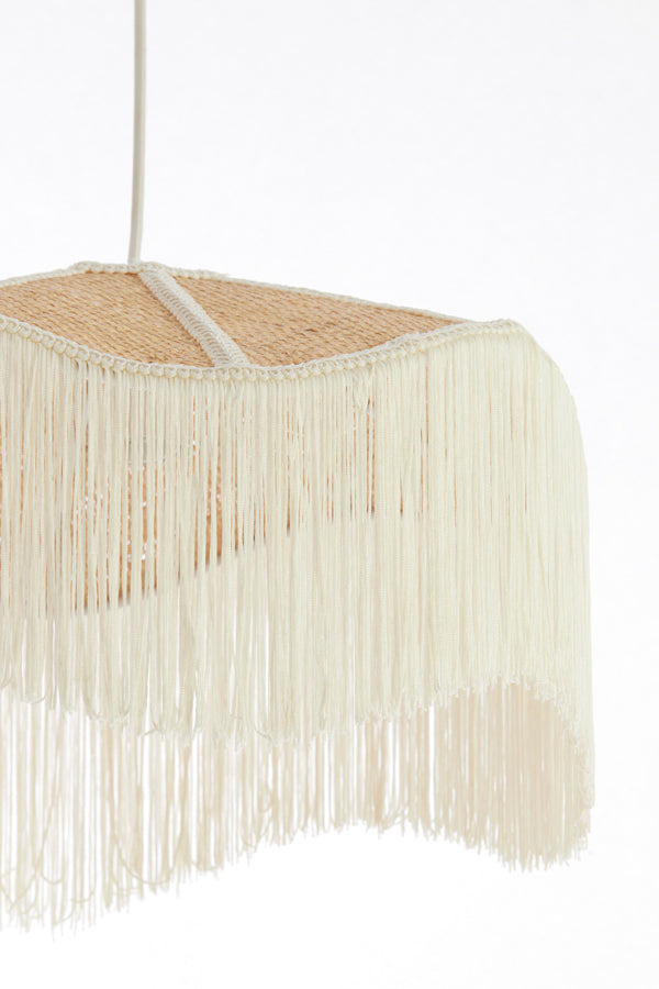 Hanging lamp 50x28 cm TIFFANY raffia natural+cream