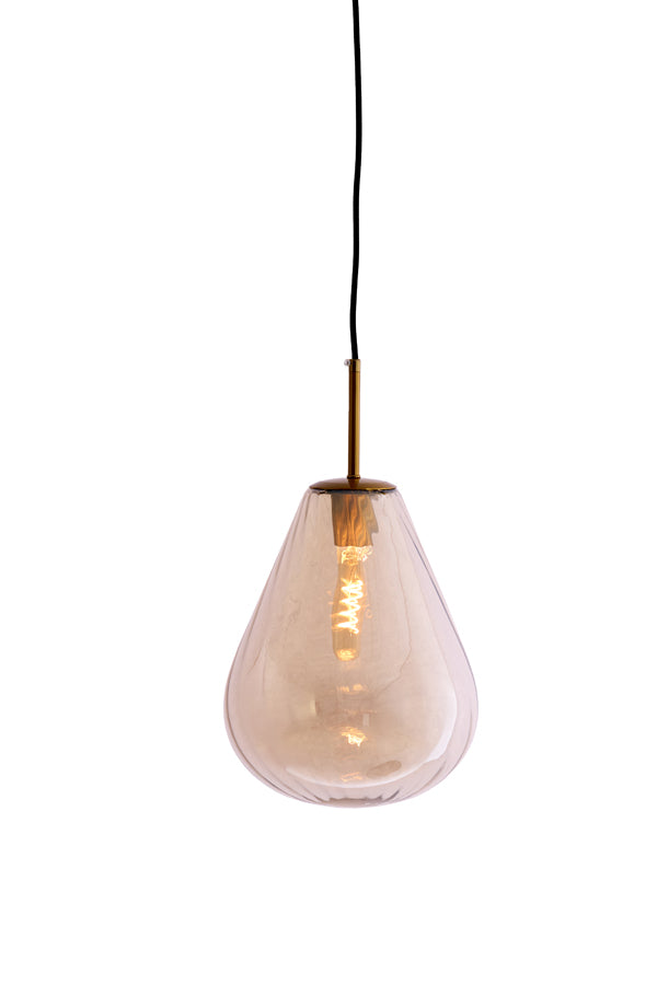 Hanging lamp 25x32 cm LEONA antique bronze+glass amber