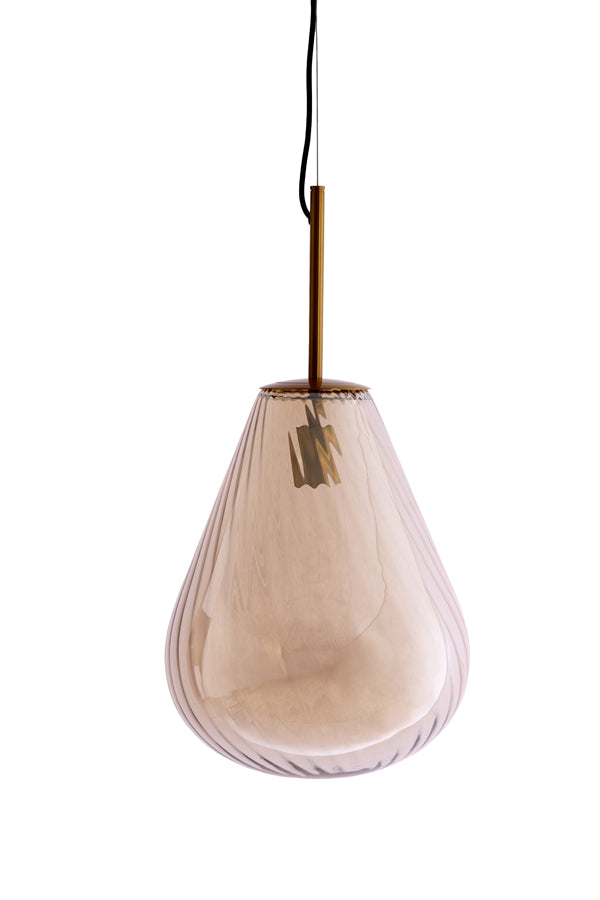 Hanging lamp 33x43 cm LEONA antique bronze+glass amber