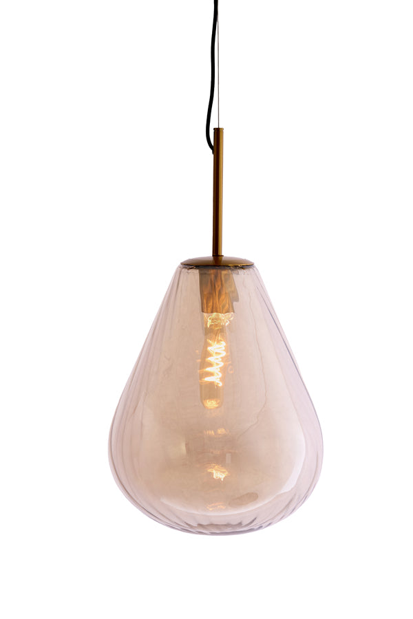 Hanging lamp 33x43 cm LEONA antique bronze+glass amber