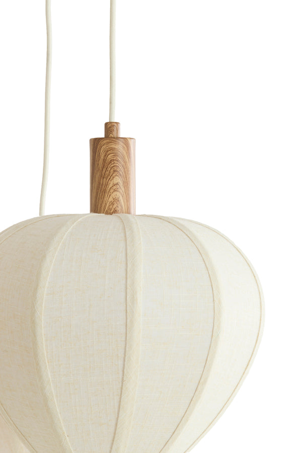 Hanging lamp 5L 76x140 cm HUXI wood print nat.+linen cream