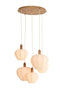 Hanging lamp 5L 76x140 cm HUXI wood print nat.+linen cream
