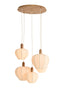 Hanging lamp 5L 76x140 cm HUXI wood print nat.+linen cream