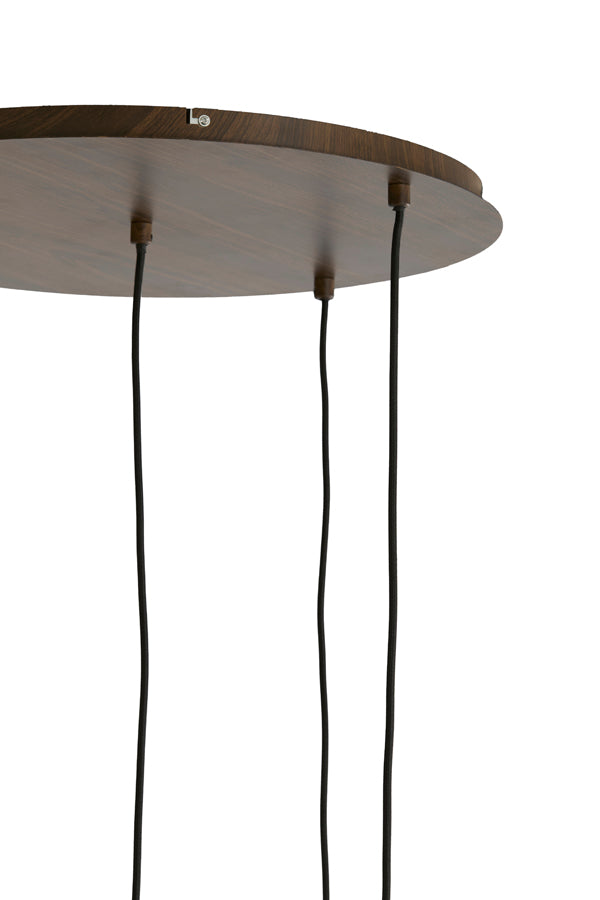 Hanging lamp 5L 76x140 cm HUXI wood prnt d brwn+linen nat.