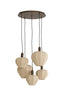 Hanging lamp 5L 76x140 cm HUXI wood prnt d brwn+linen nat.