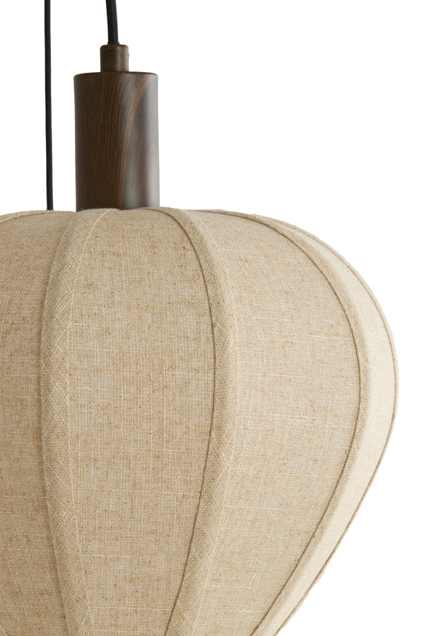 Hanging lamp 5L 76x140 cm HUXI wood prnt d brwn+linen nat.
