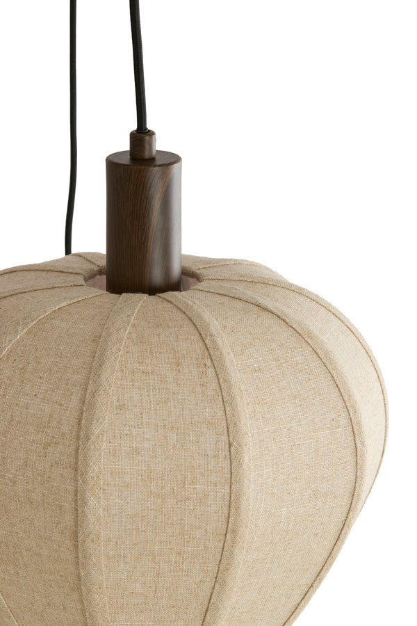 Hanging lamp 5L 76x140 cm HUXI wood prnt d brwn+linen nat.