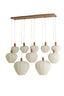 Hanging lamp 10L 138x49x180 cm HUXI wood prnt nat+linn cream