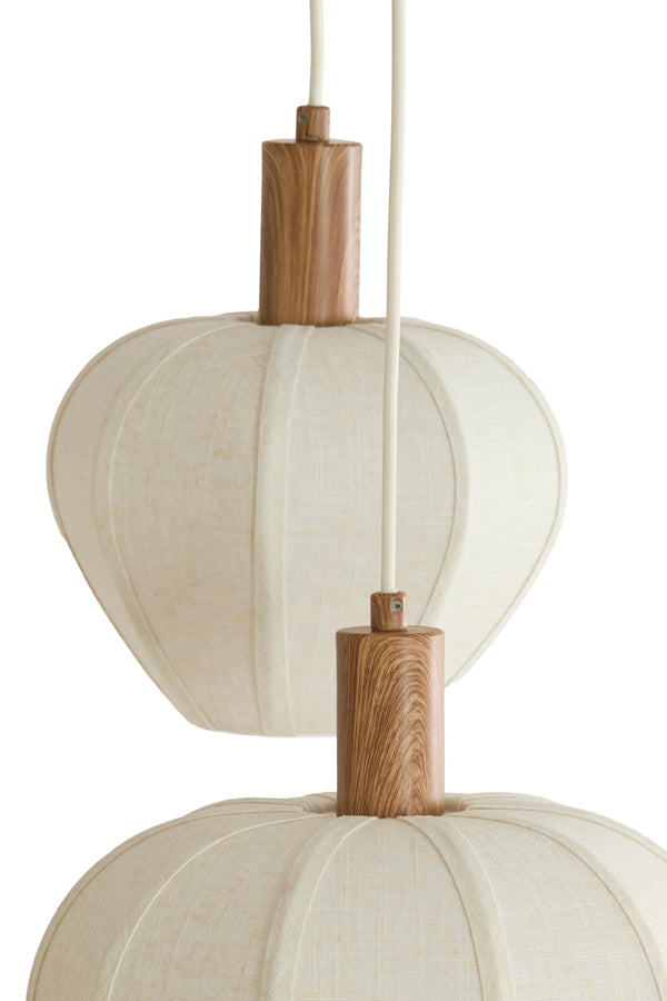 Hanging lamp 10L 138x49x180 cm HUXI wood prnt nat+linn cream