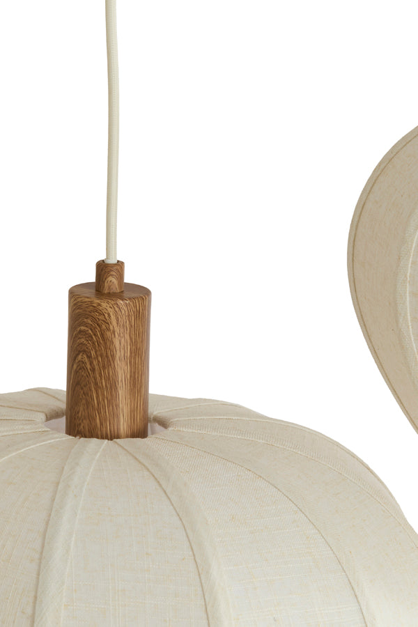Hanging lamp 10L 138x49x180 cm HUXI wood prnt nat+linn cream