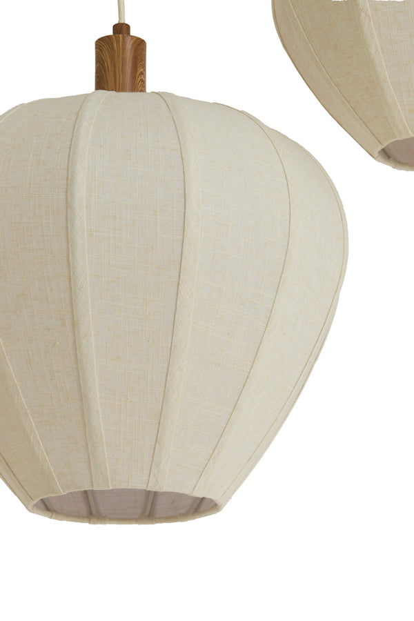 Hanging lamp 10L 138x49x180 cm HUXI wood prnt nat+linn cream